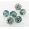 Handmade Lampwork Beads, with Gold Sand, Round, Cyan, Size: about 12mm in diameter, hole: 2mm
