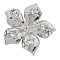 Brass Magnetic Clasps, with Rhinestone, Flower, Platinum Color, about 24mm wide, 24mm long, hole: 1.5mm
