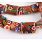 Handmade Millefiori Glass Beads Strands, with Gold Sand, Rectangle, Sienna, 10mm in diameter, 14mm long, 3.5mm thick, hole: 1mm, 28pcs/strand, 15 inch