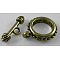 Tibetan Style Toggle Clasps, Antique Bronze Color, Lead Free & Cadmium Free, Ring: 17.5x22mm, Bar: 6x21.5mm, Hole: 3mm
