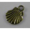 Tibetan Style Alloy Charms, Cadmium Free & Lead Free, Shell Shape, Antique Bronze, 12x9x1mm, Hole: 2mm