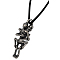 Zinc Alloy Skull Necklaces for Halloween, with Waxed Cotton Cord and Iron Lobster Clasps, Black, 45x15x13mm