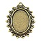 Zinc Alloy Pendant Settings for Cabochon & Rhinestone, DIY Findings for Jewelry Making, Oval, Antique Bronze, Cadmium Free & Nickel Free & Lead Free, 38x30x2mm, Hole: 2mm, Tray: 24x17mm