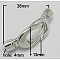 Alloy Magnetic Clasps with Glue-in Ends, Twist, Platinum, 38x13mm, Hole: 4mm