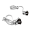 Brass Clip on Earrings, with Black Rhinestone, Silver Color Plated, about 8.5mm wide, 18mm long