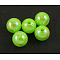 Eco-Friendly Poly Styrene Acrylic Beads, AB Color Plated, Round, Yellow Green, 10mm, Hole: 2mm, about 980pcs/500g