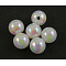 Eco-Friendly Poly Styrene Acrylic Beads, AB Color Plated, Round, White, 12mm, Hole: 1.1mm, about 550pcs/500g