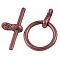 Tibetan Style Toggle Clasps, Cadmium Free & Nickel Free & Lead Free, Ring, Red Copper, Ring: 12mm in diameter, Bar: 19mm long, 3mm wide, Hole: 2mm