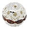 Brass Rhinestone Beads, Grade A, Silver Color Plated, Round, Topaz, 10mm, Hole: 1.2mm