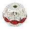 Brass Rhinestone Beads, Grade A, Silver Color Plated, Round, Hyacinth, 10mm, Hole: 1.2mm