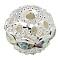 Brass Rhinestone Beads, Grade A, Silver Color Plated, Round, Crystal AB, 10mm, Hole: 1.2mm