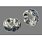 Brass Rhinestone Spacer Beads, Grade A, Wavy Edge, Silver Color Plated, Rondelle, Light Sapphire, 12x4mm, Hole: 2.5mm