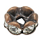 Brass Rhinestone Spacer Beads, Grade AAA, Wavy Edge, Nickel Free, Red Copper Metal Color, Rondelle, Crystal, 7x3.2mm, Hole: 1.2mm