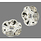 Brass Rhinestone Spacer Beads, Grade A, Wavy Edge, Silver Color Plated, Rondelle, Crystal, 7x3.2mm, Hole: 1mm