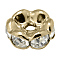 Brass Rhinestone Spacer Beads, Grade AAA, Wavy Edge, Nickel Free, Light Gold Metal Color, Rondelle, Crystal, 8x3.8mm, Hole, 1.5mm
