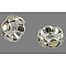 Brass Rhinestone Spacer Beads, Grade AAA, Wavy Edge, Nickel Free, Silver Color Plated, Rondelle, Crystal AB, 8x3.8mm, Hole: 1.5mm