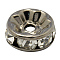 Brass Rhinestone Spacer Beads, Grade AAA, Straight Flange, Gunmetal, Rondelle, Crystal, 6x3mm, Hole: 1mm