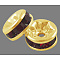 Brass Rhinestone Spacer Beads, Grade A, Straight Flange, Golden Metal Color, Rondelle, Siam, 6x3mm, Hole: 1mm