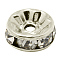 Brass Rhinestone Spacer Beads, Grade A, Straight Flange, Platinum Metal Color, Rondelle, Crystal, 8x3.8mm, Hole: 1.5mm