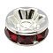 Brass Grade A Rhinestone Spacer Beads, Straight Flange, Rondelle, Silver, Siam, 8x3.8mm, Hole: 1.5mm