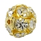 Brass Rhinestone Beads, with Iron Single Core, Grade A, Golden Metal Color, Round, Crystal, 6mm in diameter, Hole: 1mm