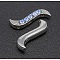 Platinum Alloy Rhinestone Twist Spacer Bars, Cadmium Free & Lead Free, Light Blue, 19x6x4mm, Hole: 1mm