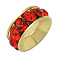 Grade A Brass Rhinestone Beads, Basketball Wives Spacer Beads for Jewelry Making, Rondelle, Golden, Red, 10x4mm, Hole: 5mm
