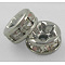 Brass Middle East Rhinestone Spacer Beads, Rondelle, Nickel Free, Platinum, Crystal, 5x2.5mm, Hole: 1mm