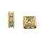 Brass Rhinestone Spacer Beads, Grade A, Square, Nickel Free, Golden Plated, Crystal AB, 5mmx5mmx2.5mm, hole: 1mm