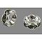 Brass Grade A Rhinestone Spacer Beads, Wavy Edge, Rondelle, Nickel Free, Silver, Black Diamond, 12x4mm, Hole: 2.5mm