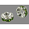 Brass Grade A Rhinestone Spacer Beads, Wavy Edge, Rondelle, Nickel Free, Silver, Peridot, 12x4mm, Hole: 2.5mm