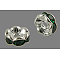 Brass Grade A Rhinestone Spacer Beads, Wavy Edge, Rondelle, Nickel Free, Silver, Olivine, 12x4mm, Hole: 2.5mm