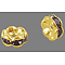Brass Grade A Rhinestone Spacer Beads, Wavy Edge, Rondelle, Nickel Free, Golden, Light Amethyst, 12x4mm, Hole: 2.5mm