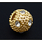 Alloy Rhinestone Beads, Round, Golden Color, about 9mm long, 11mm wide, hole: 3mm