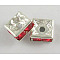 Brass Rhinestone Spacer Beads, Grade A, Square, Silver, Light Siam, 6x6x2.8mm, Hole: 1mm