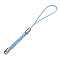 Cord Loop with Alloy Findings and Nylon Cord, Lt.Sky Blue, about 4mm wide, 7~7.5cm long, hole: 2mm