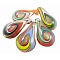 Handmade Lampwork Glass Pendants, with Gold Sand, teardrop, Mixed Color, 32mm wide, 55mm long, hole: 7mm