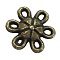 Tibetan Style Links, Flower, Cadmium Free & Nickel Free & Lead Free, Antique Bronze, 9x9x3mm, Hole: 1mm