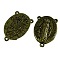 Holy Oval Carved Virgin Mary Tibetan Style Alloy Chandelier Component Links, 3 Loop Connectors, Rosary Center Pieces, Antique Bronze, Lead Free & Cadmium Free, 23x14.5x3mm, Hole: 1mm, about 470pcs/kg
