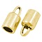 Tibetan Style Alloy Cord Ends, Lead Free and Cadmium Free, Column, Antique Golden, 14x6.5mm, Hole: 4mm, Inner Diameter: 4~5mm
