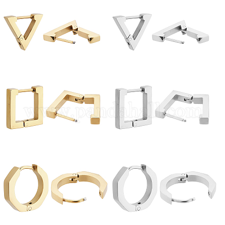 6 пара серег-колец Huggie Hoop из нержавеющей стали 304 в двух стилях EJEW-DC0001-05-1