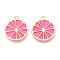Alloy Pendants, with Epoxy Resin, Cadmium Free & Lead Free, Lemon, Golden, Cerise, 26.5x23x1.6mm, Hole: 2mm