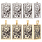 8Pcs 2 Colors 201 Stainless Steel Pendants, Laser Engraved Pattern, Tarot Card Pendants, Golden & Stainless Steel Color, 40x24x1mm, Hole: 2mm, 4pcs/color