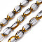 Electroplate Glass Beads Strands, Edge Plated, Oval, Clear, 7x4.5x4mm, Hole: 0.8mm, about 50pcs/strand, 13.07~13.15 inch(33.2~33.4cm)