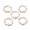 Electroplated Glass Beads Stretch Rings, Heart/Star/Crowm/Cross/Moon Shaps Brass Beads Jewely for Women, Mixed Shapes, US Size 7 1/4(17.5mm)
