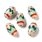 Handmade Porcelain Beads, Famille Rose Porcelain, Oval, Green, 17x9.5mm, Hole: 1.6mm, about 22pcs/strand, 14.37 inch(36.5cm)