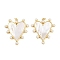 Brass Pave Natural White Shell Pendants, Heart Charms with ABS Plastic Pearls, Cadmium Free & Lead Free, Rack Plating, Long-Lasting Plated, Real 18K Gold Plated, 40x37x5mm, Hole: 3.5mm