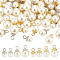 80Pcs 8 Style ABS Plastic Imitation Pearl Pendants, with Iron Findings, Round Charm, Platinum & Golden, 18.5~25x10~15mm, Hole: 3.5~4.3mm, 10pcs/style