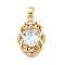 Brass Micro Pave Clear Cubic Zirconia Pendants, with Glass, Flower, Clear, 22x14x7mm, Hole: 4x2.5mm