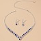 Teardrop Alloy Rhinestone Pendant Necklaces & Stud Earrings Sets, Sapphire, 320mm